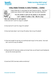 Worksheets for kids - using_simple_formulae_to_solve_problems